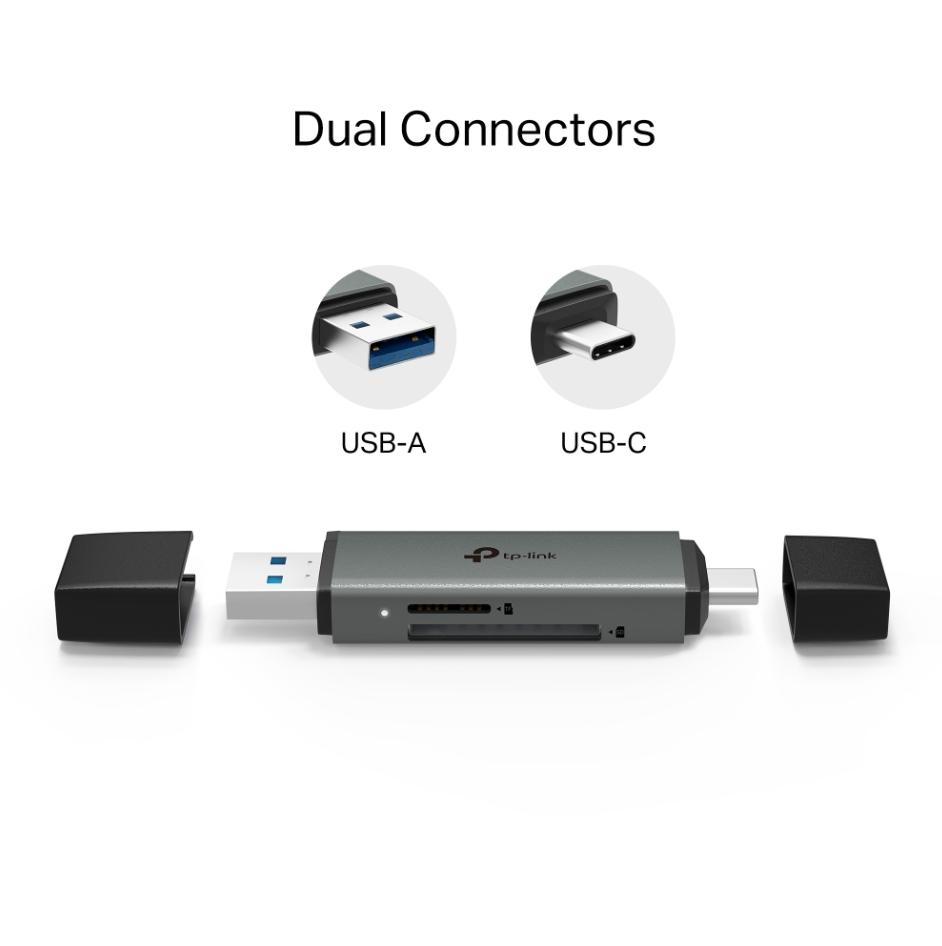 Đầu Đọc Thẻ 2 Đầu USB-C & USB-A TP-Link UA430D: Tốc Độ 200MB/s, Dung lượng 2 TB, Cắm và dùng