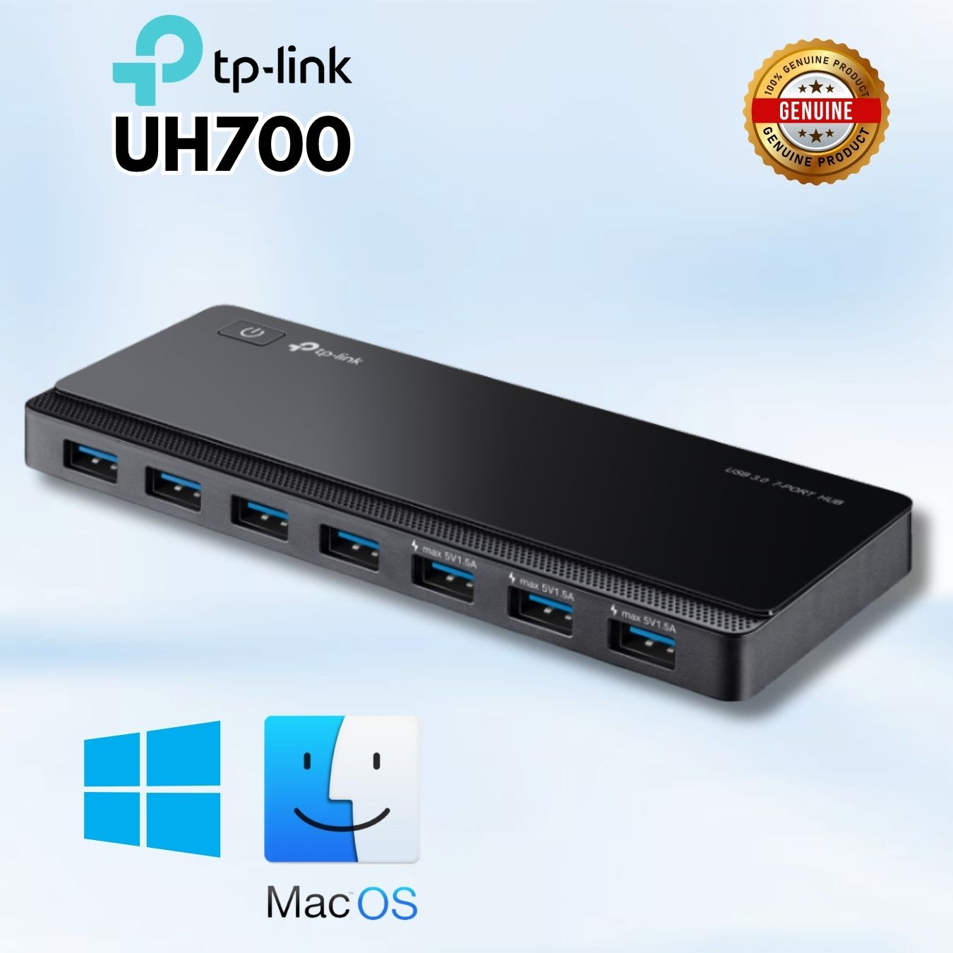 Bộ Chia USB 3.0 7 Cổng TP-Link UH700: Tốc Độ 5Gbps, Tương Thích Windows 11 & MacOS, Tản nhiệt tốt