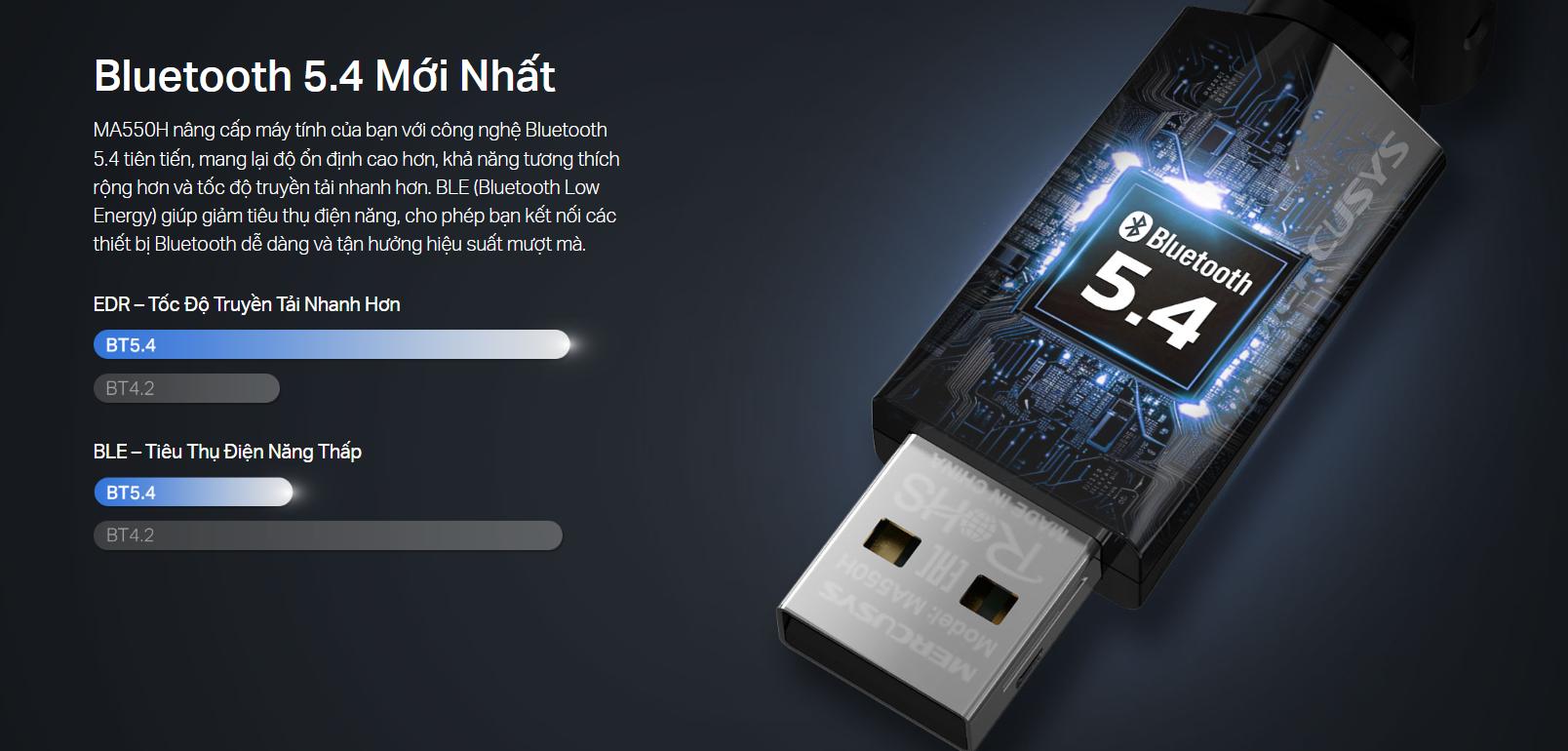 USB Bluetooth 5.4 Tầm Xa TP-Link MA550H: Kết Nối 7 Thiết bị cùng lúc, Phủ sóng rộng, Chống nhiễu