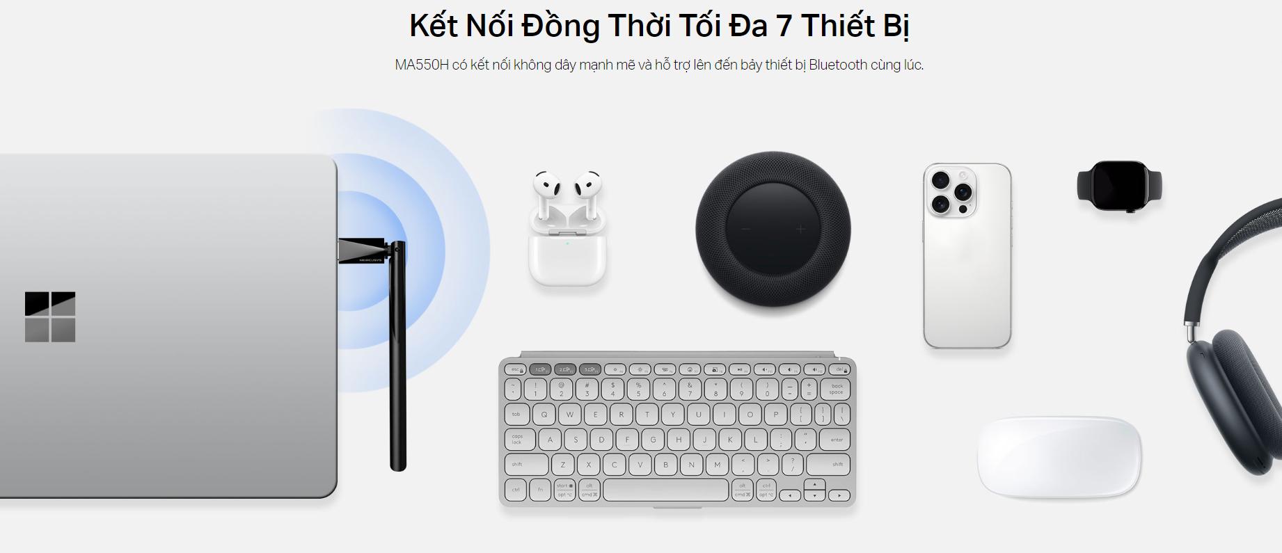 USB Bluetooth 5.4 Tầm Xa TP-Link MA550H: Kết Nối 7 Thiết bị cùng lúc, Phủ sóng rộng, Chống nhiễu