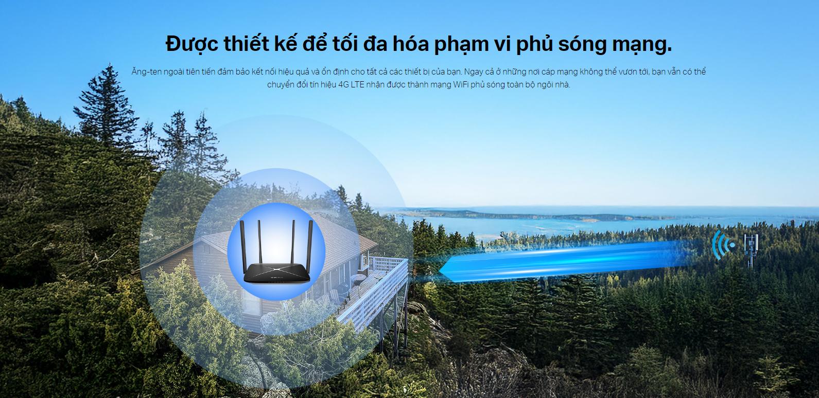 Router Wi-Fi 4G LTE TP-Link MB115-4G: Tốc Độ 300Mbps, 4 Ăng-ten Ngoài, Cắm SIM Là Chạy, Cổng LAN/WAN Linh Hoạt