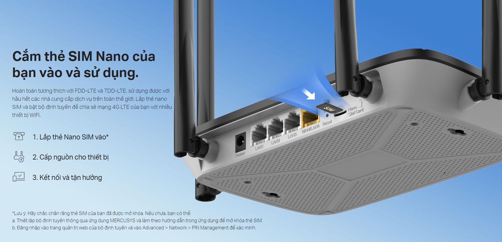 Router Wi-Fi 4G LTE TP-Link MB115-4G: Tốc Độ 300Mbps, 4 Ăng-ten Ngoài, Cắm SIM Là Chạy, Cổng LAN/WAN Linh Hoạt