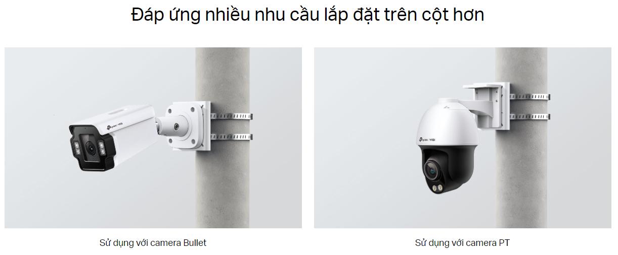 Giá Treo Camera Lên Cột Tròn VIGI VMB-350 Thép Mạ Kẽm SGCC Chống rỉ, Tương thích với camera Bullet và PT VIGI 