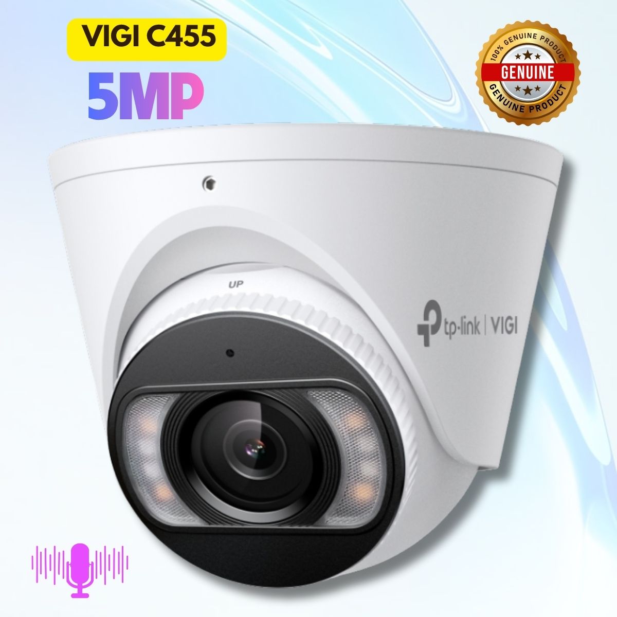 Camera IP Turret 5MP VIGI C455 Ghi hình màu ban đêm, Nhận diện người & phương tiện, Đàm thoại 2 chiều, IP67