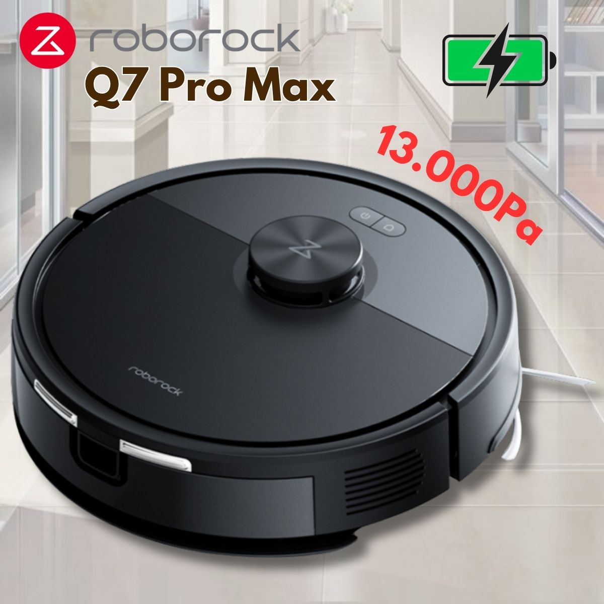 Robot hút bụi vệ sinh sàn nhà Roborock Q7 Pro Max Lực Hút Khủng 13.000Pa, Điều Hướng LiDAR, Chống Rối Kép, Pin 3200 mAh, lau giẻ