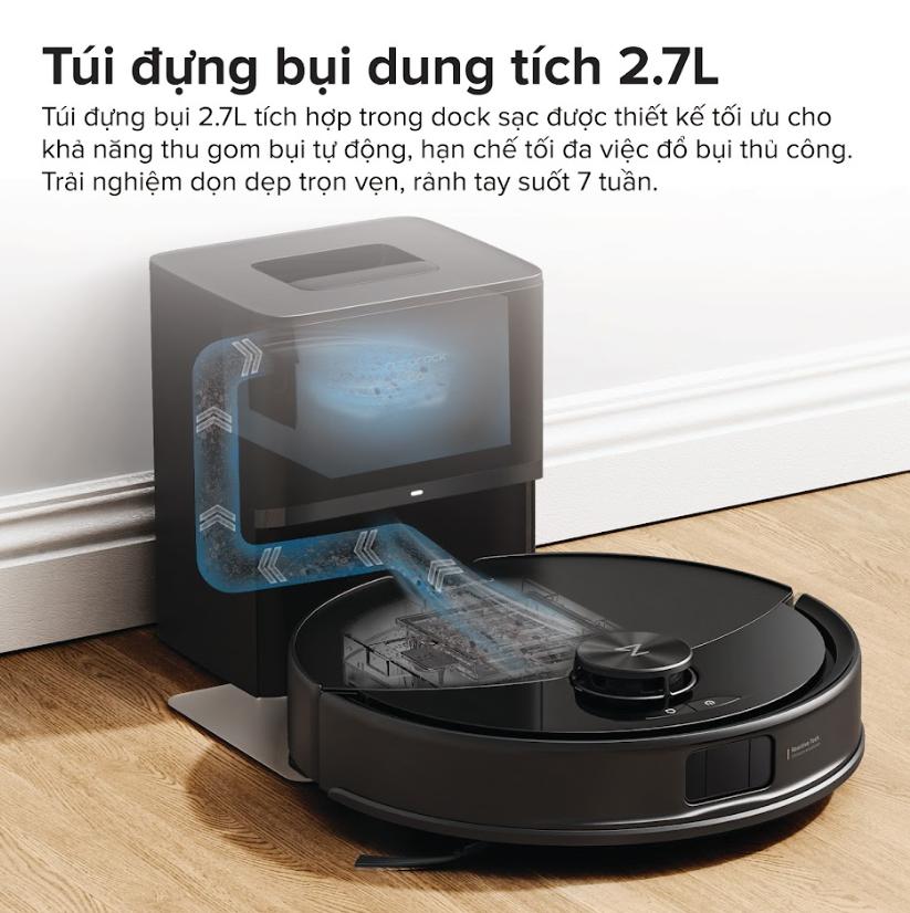 Máy hút bụi lau nhà thông minh Roborock Q10 PF+ , Lực Hút 10.000Pa, Tránh vật cản Reactive Tech & Dock Auto-Empty, Chống rối kép, Lau giẻ