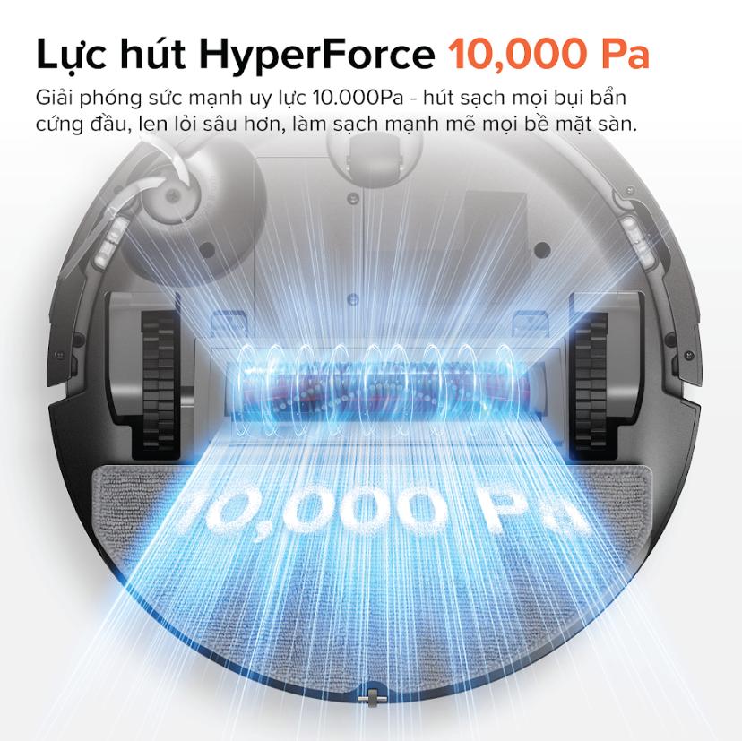 Robot lau nhà hút bụi tự động đổ rác Roborock Q10 VF+: Lực Hút 10.000Pa, Công Nghệ Lau Rung 3.000 Lần/Phút, Nâng Giẻ 8mm, lau rẻ