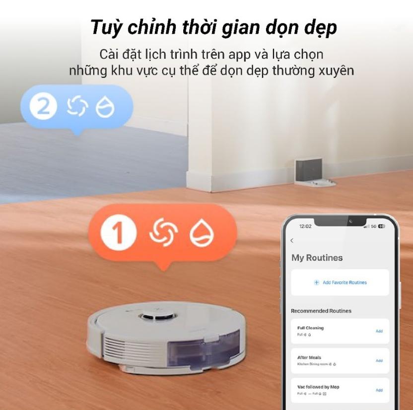 Robot hút bụi chống rối Roborock Q8 Max, Lực Hút 5500Pa, Tránh Vật Cản 3D, Điều Hướng LiDAR, lau giẻ