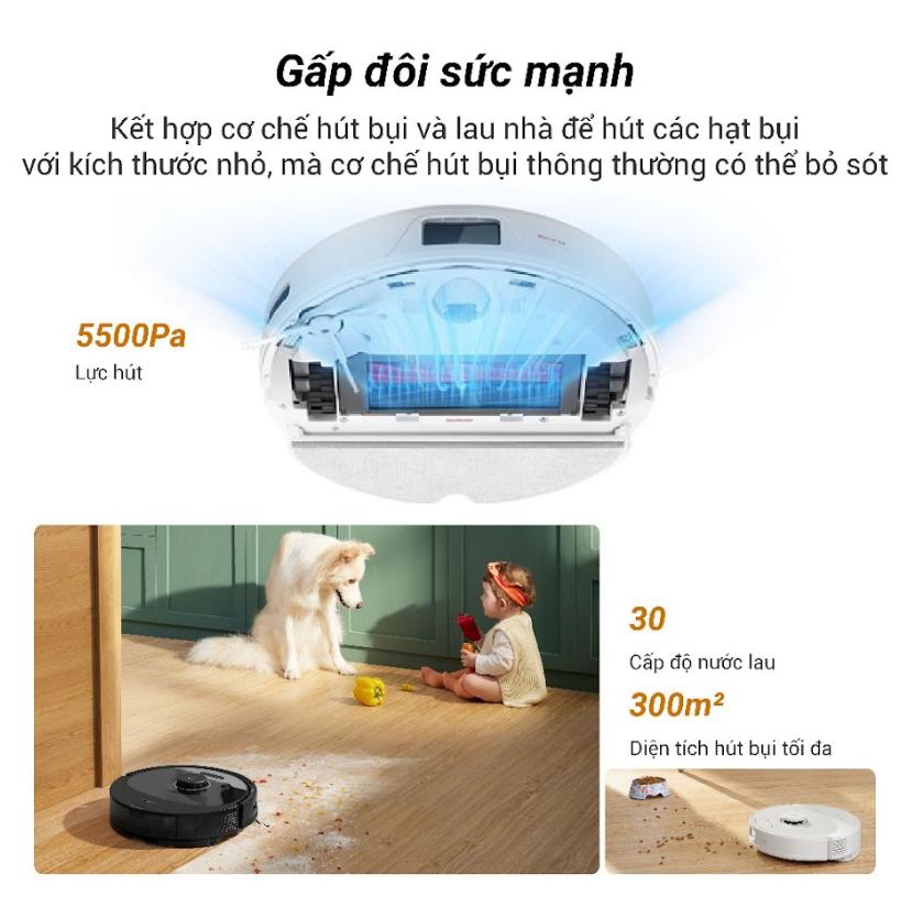 Robot hút bụi chống rối Roborock Q8 Max, Lực Hút 5500Pa, Tránh Vật Cản 3D, Điều Hướng LiDAR, lau giẻ