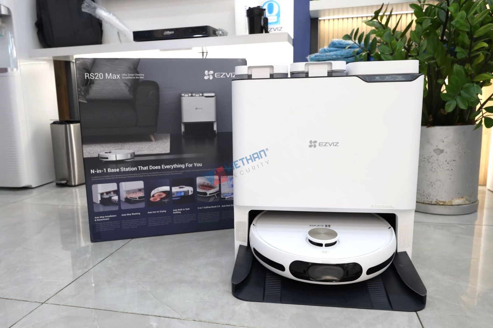 Robot hút bụi lau nhà Ezviz RS20 Max, Tích hợp hút & lau, Lực hút 13.000Pa, Trang bị Camera AI, Chống rối tóc