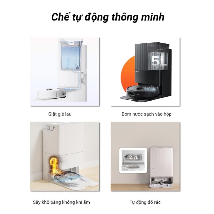 Robot hút bụi tự động Roborock Qrevo: Lực Hút 5.500Pa, lau chổi xoay 360 độ, Trạm sạc 6 in 1, Lau Xoay 360 Độ, Tự Động Xòe Giẻ, Làm Sạch Góc 92%