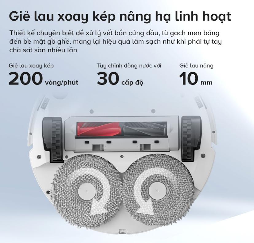 Robot vệ sinh sàn nhà hút bụi Roborock Qrevo S Pro, Lực hút 18.500Pa, Lau Xoay Kép & Trạm Sạc Đa Năng, Chống Rối Kép