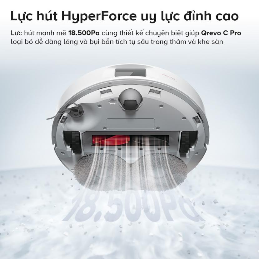 Robot vệ sinh sàn nhà hút bụi Roborock Qrevo S Pro, Lực hút 18.500Pa, Lau Xoay Kép & Trạm Sạc Đa Năng, Chống Rối Kép