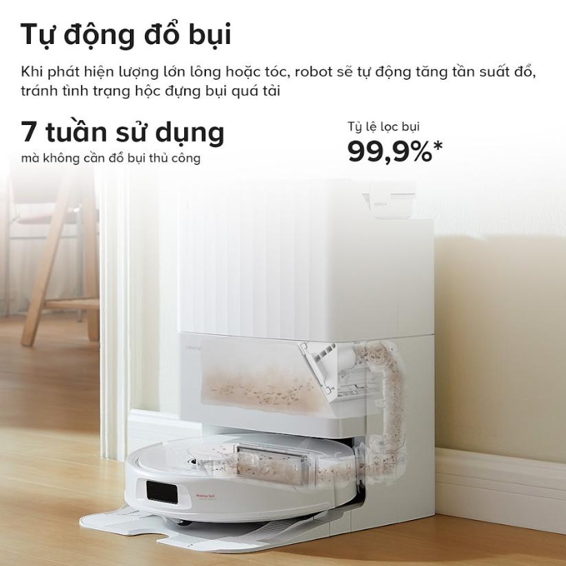 Robot vệ sinh sàn nhà hút bụi Roborock Qrevo S Pro, Lực hút 18.500Pa, Lau Xoay Kép & Trạm Sạc Đa Năng, Chống Rối Kép