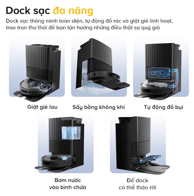 Robot hút bụi lau nhà Roborock QR 798 Lực Hút 10.000Pa, Lau Xoay Kép Thông Minh, Giặt & Sấy Khô Giẻ, Tránh Vật Cản & LiDAR 360°, Lau giẻ