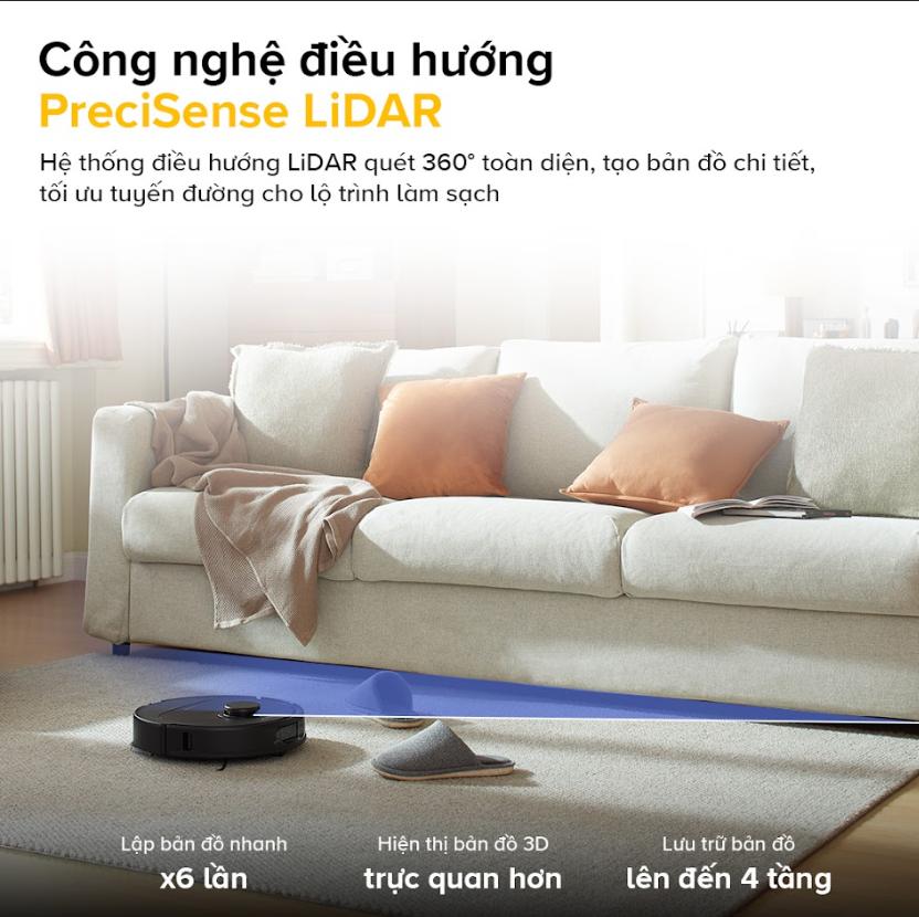 Robot hút bụi lau nhà Roborock QR 798 Lực Hút 10.000Pa, Lau Xoay Kép Thông Minh, Giặt & Sấy Khô Giẻ, Tránh Vật Cản & LiDAR 360°, Lau giẻ