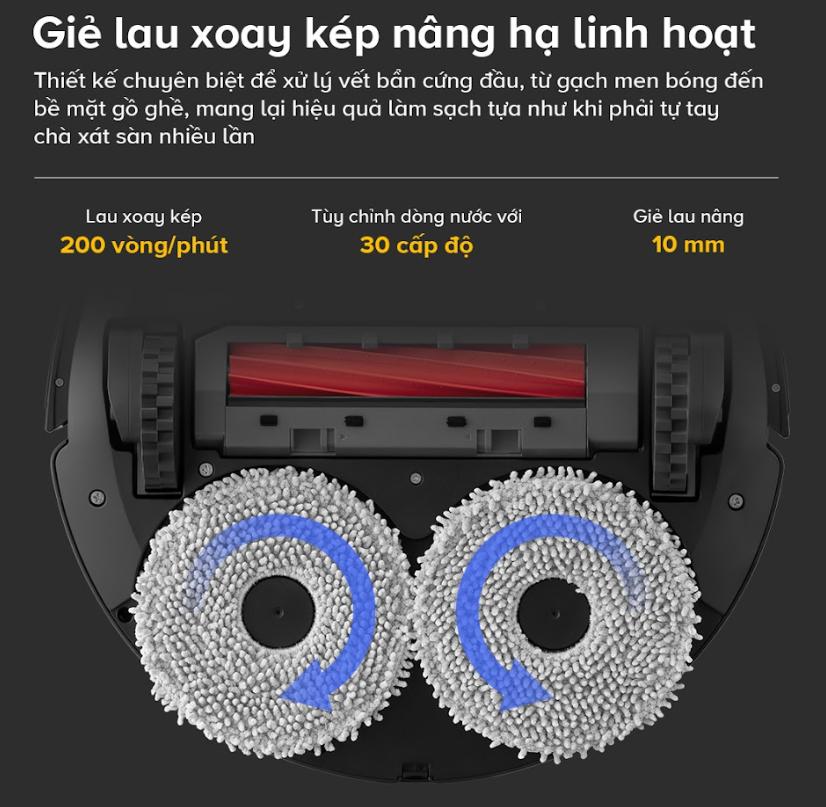 Robot hút bụi lau nhà Roborock QR 798 Lực Hút 10.000Pa, Lau Xoay Kép Thông Minh, Giặt & Sấy Khô Giẻ, Tránh Vật Cản & LiDAR 360°, Lau giẻ