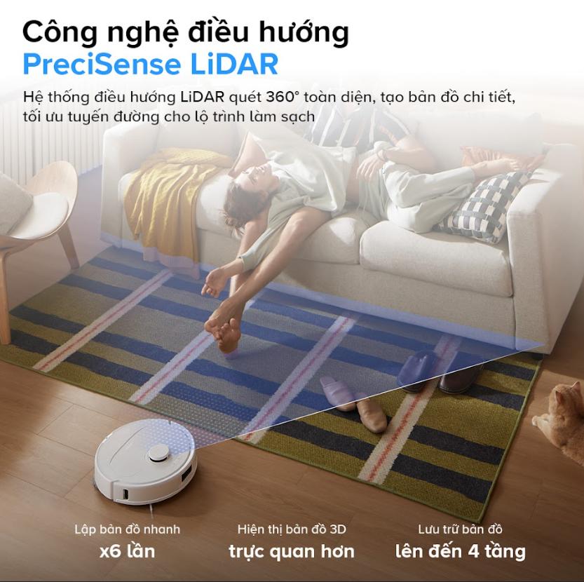 Robot Hút Bụi lau nhà Roborock Qrevo 5AE Lực Hút 12.000Pa, Lau chổi xoay, Chổi Chống Rối DuoDivide, PreciSense LiDAR (Bản đồ 3D) + Reactive Tech