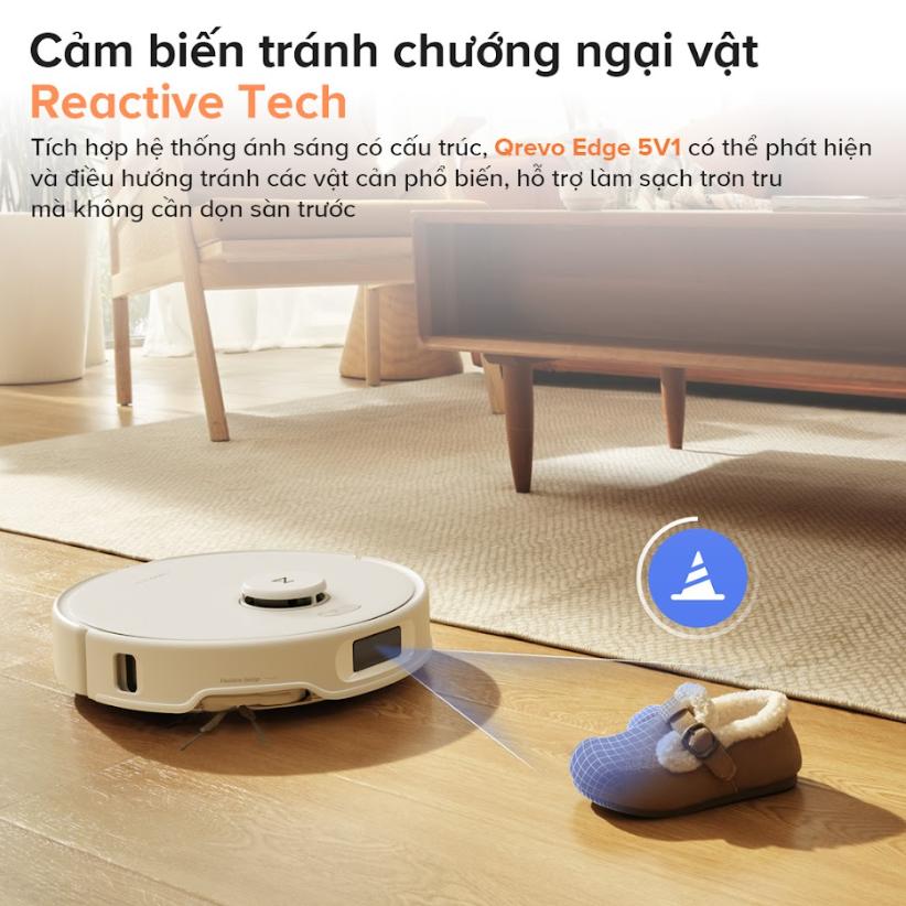 Robot Hút Bụi lau nhà Roborock Qrevo Edge 5V1 Lực hút 18.500Pa, Lau xoay kép, Chổi DuoDivide Chống Rối & Trạm Sạc 3.0