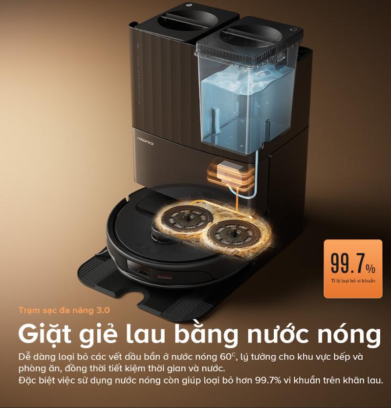Robot Hút Bụi Lau Nhà Roborock Qrevo Master, Lực hút 10.000 Pa, Chống rối tóc - lông thú, Lưu trúc bản đồ, Điều khiển qua ứng dụng