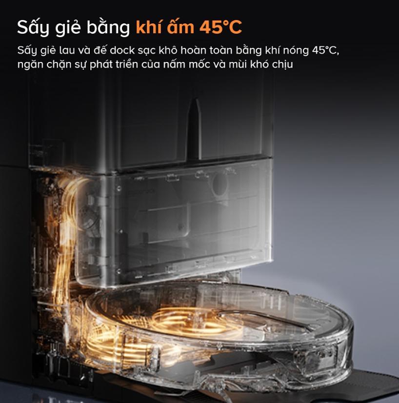 Robot dọn nhà tự động siêu mỏng Roborock Qrevo Slim, Lực hút  11.000 Pa, Giặt sấy giẻ bằng khí nóng, Dock sạc đa năng 3.0