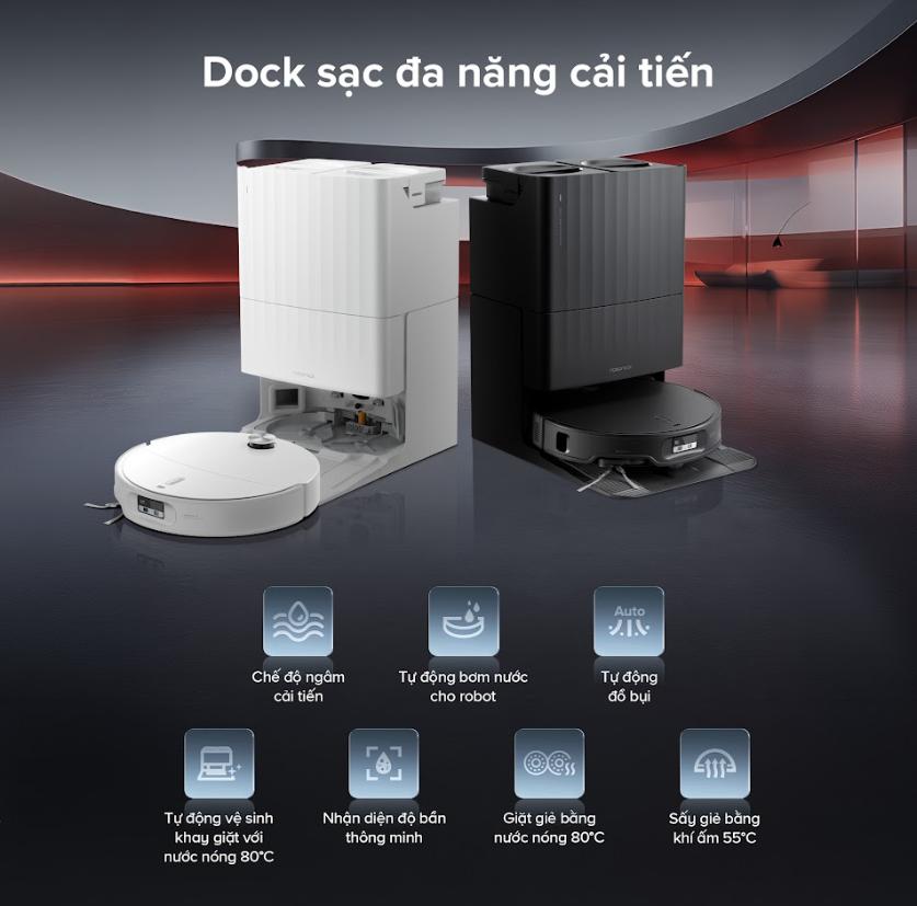 Robot vệ sinh sàn nhà Roborock Qrevo Edge 2 Lực hút 25.000Pa, Mỏng 7.98cm, Nhận Diện 280+ Vật Thể, Lau xoay giẻ