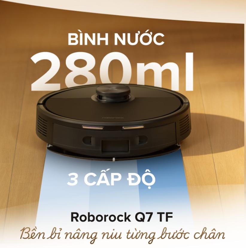 Robot hút bụi lau nhà Roborock Q7 TF Lực Hút 10.000Pa, Chổi Cao Su Chữ V, Chống rối kép, Lập Bản Đồ 360°, Lau bằng giẻ