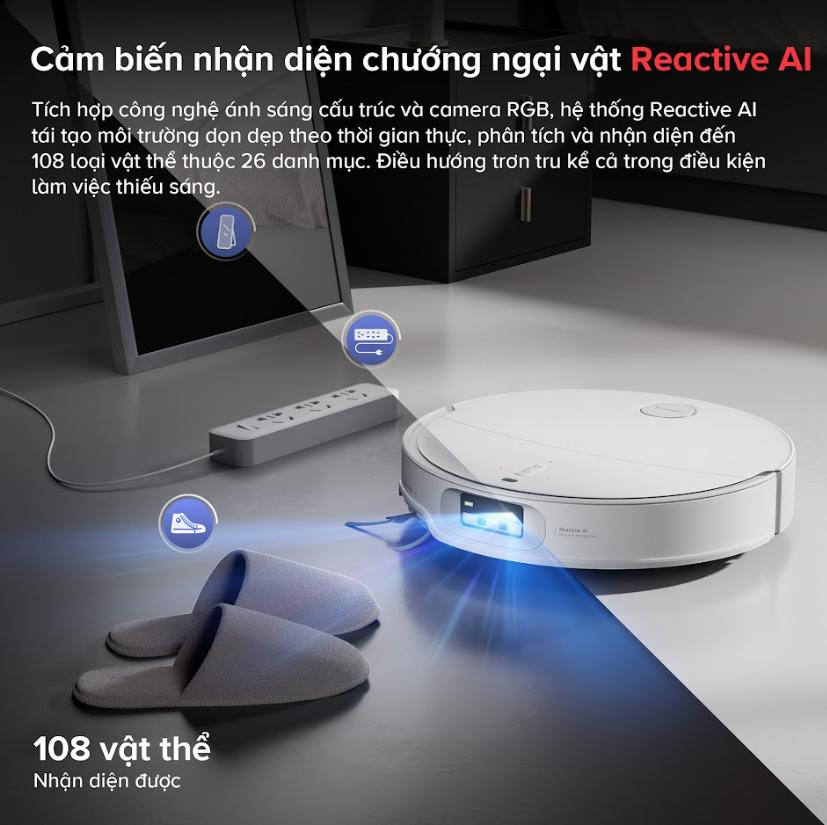 Robot Hút Bụi rảnh tay Roborock Qrevo EdgeT: Siêu Mỏng 7.98cm, Lực Hút 18.500Pa, Trạm Sạc 8 Trong 1, Lau xoay giẻ