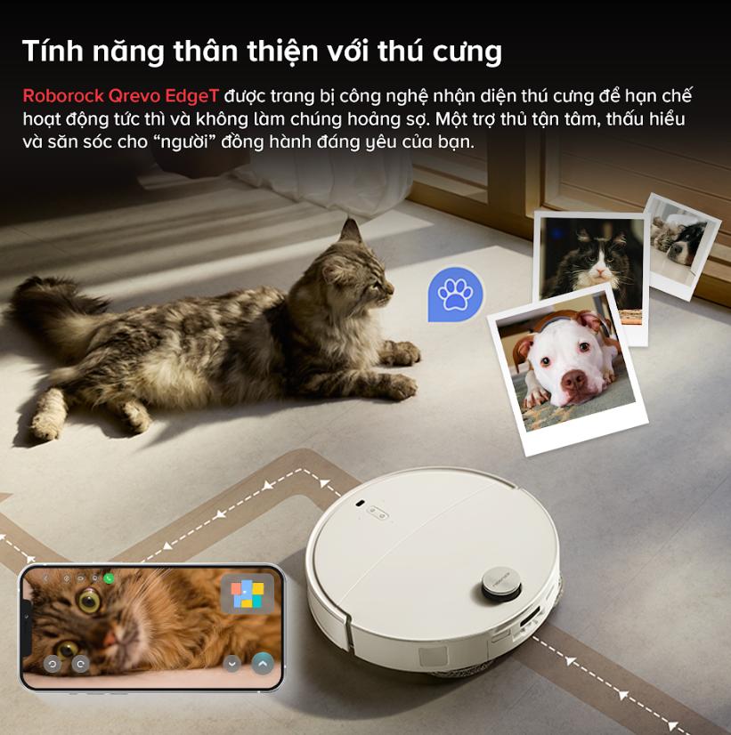 Robot Hút Bụi rảnh tay Roborock Qrevo EdgeT: Siêu Mỏng 7.98cm, Lực Hút 18.500Pa, Trạm Sạc 8 Trong 1, Lau xoay giẻ