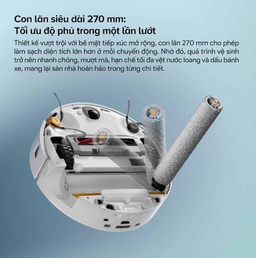 Máy hút bụi tự động Roborock Qrevo Curv 2 Flow, Lực Hút 20.000Pa, Con Lăn 270mm, Chống Rối Kép & Trạm Sạc Đa Năng, Lau con lăn
