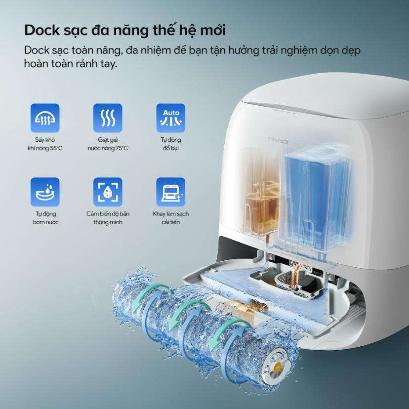 Máy hút bụi tự động Roborock Qrevo Curv 2 Flow, Lực Hút 20.000Pa, Con Lăn 270mm, Chống Rối Kép & Trạm Sạc Đa Năng, Lau con lăn