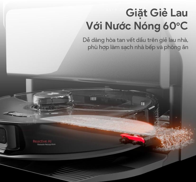 Robot hút bụi lau nhà Roborock S8 MaxV Ultra - Lực Hút 10.000Pa, Camera AI Thông Minh, Trạm Sạc 8 Trong 1, Giặt Giẻ Nước Nóng 60°C, rẻ lau rung & giẻ xòe lau làm sạch mép tường