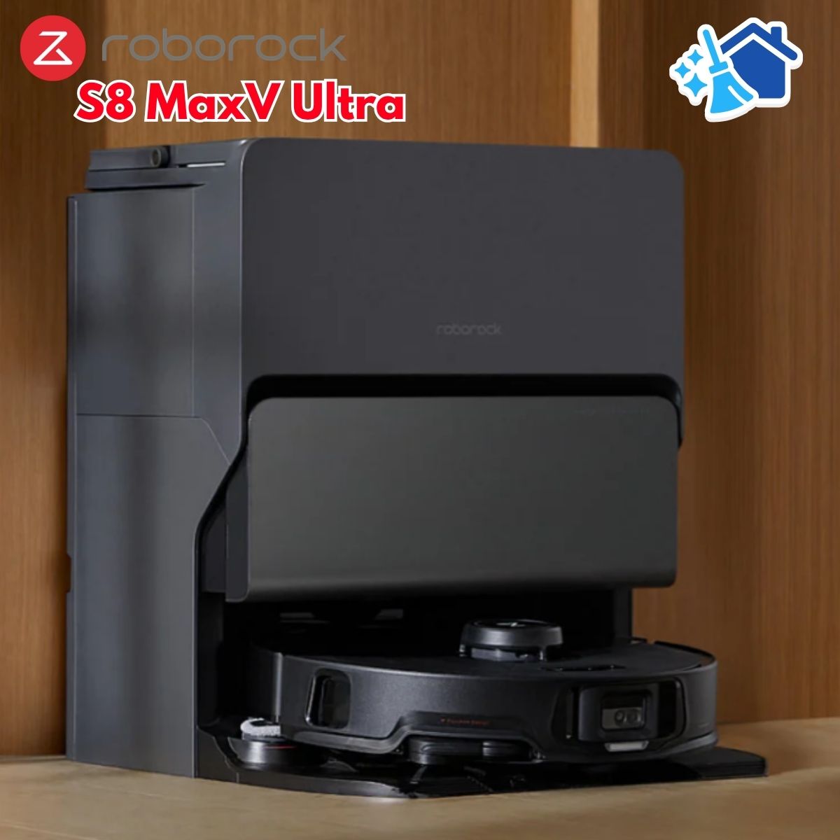 Robot hút bụi lau nhà Roborock S8 MaxV Ultra - Lực Hút 10.000Pa, Camera AI Thông Minh, Trạm Sạc 8 Trong 1, Giặt Giẻ Nước Nóng 60°C, rẻ lau rung & giẻ xòe lau làm sạch mép tường