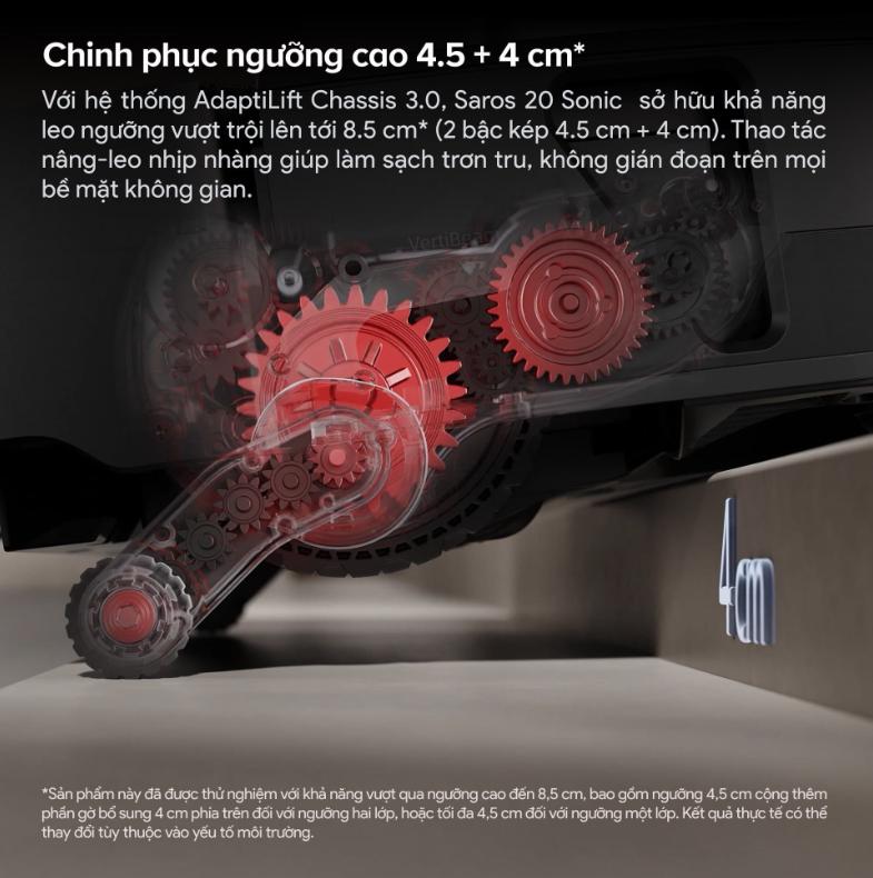 Robot Hút Bụi Roborock Saros 20 Sonic: Lực Hút 35.000Pa, Lau Rung VibraRise 5.0, Thiết kế 7.98cm, Xoè giẻ lau