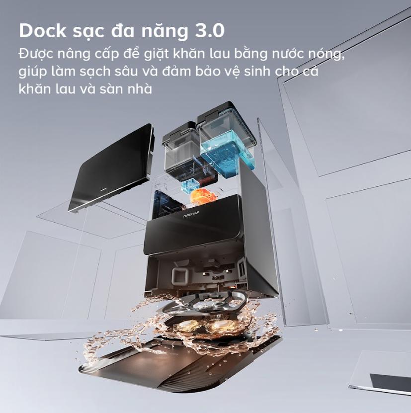 Robot vệ sinh sàn nhà Roborock Saros 10R: Lực Hút 19.000Pa,  Siêu Mỏng 7.98cm, Nâng Hạ Khung Gầm & Chống Rối DuoDivide™, Lau xoay giẻ
