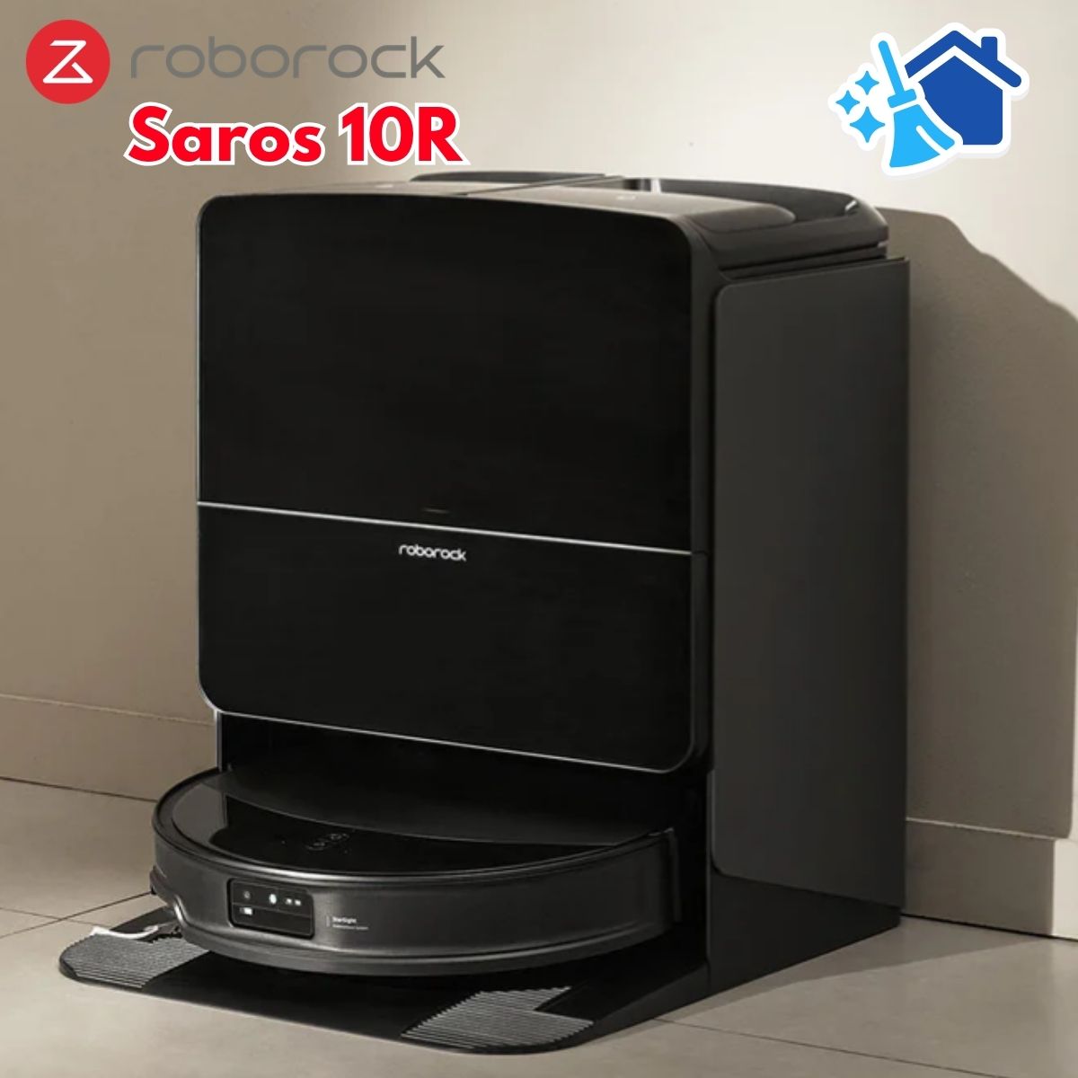 Robot vệ sinh sàn nhà Roborock Saros 10R: Lực Hút 19.000Pa,  Siêu Mỏng 7.98cm, Nâng Hạ Khung Gầm & Chống Rối DuoDivide™, Lau xoay giẻ
