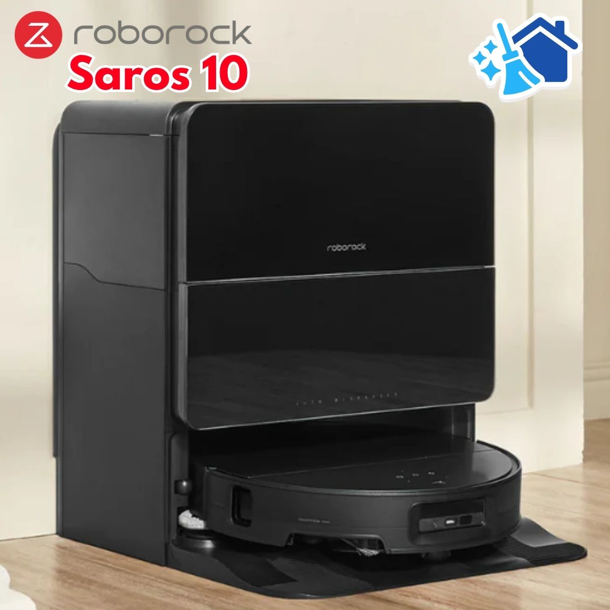 Robot tự động dọn nhà Roborock Saros 10: Lực Hút 22.000Pa, Giặt Giẻ Nước Nóng 80°C, Lau Rung VibraRise 4.0, Chổi lau xoay chống rối, Lau xoay giẻ
