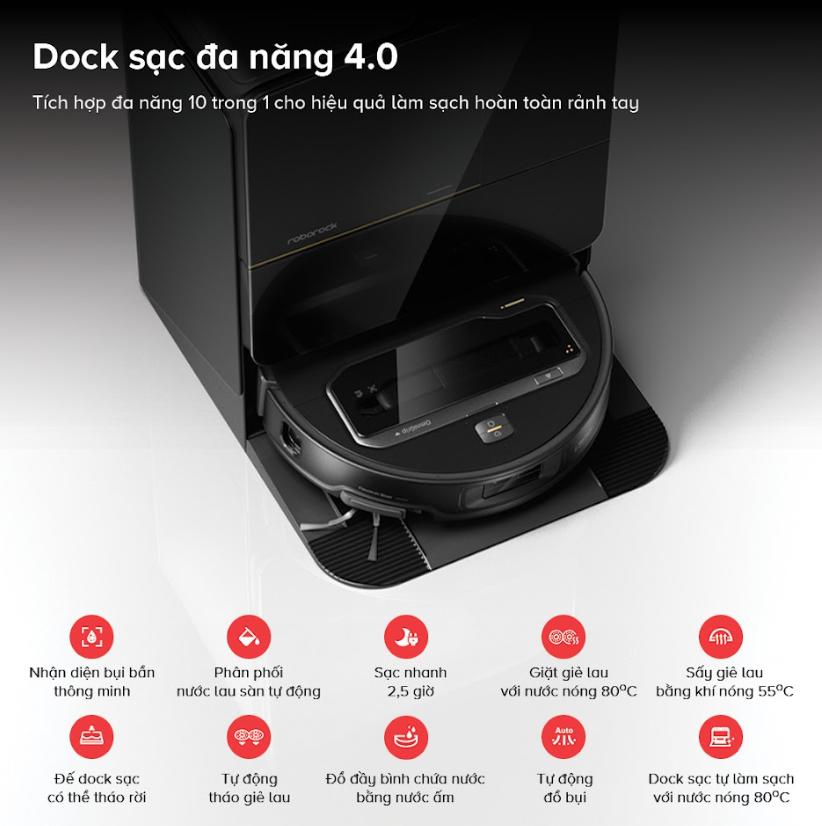 Robot dọn nhà tích hợp cánh tay cơ học Roborock Saros Z70 Lực hút 22.000Pa, Điều Hướng StarSight 2.0 & Dock Sạc Đa Năng 4.0, Nhận diện AI thông minh
