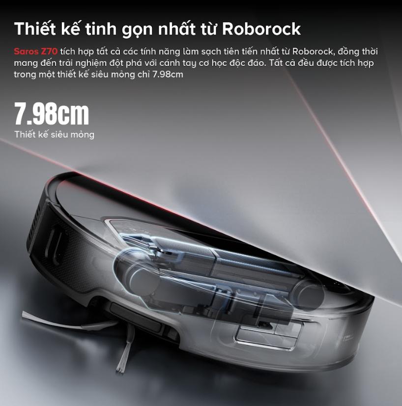 Robot dọn nhà tích hợp cánh tay cơ học Roborock Saros Z70 Lực hút 22.000Pa, Điều Hướng StarSight 2.0 & Dock Sạc Đa Năng 4.0, Nhận diện AI thông minh