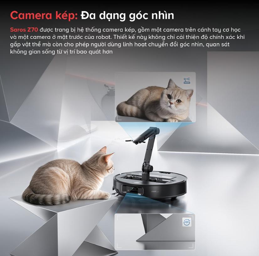 Robot dọn nhà tích hợp cánh tay cơ học Roborock Saros Z70 Lực hút 22.000Pa, Điều Hướng StarSight 2.0 & Dock Sạc Đa Năng 4.0, Nhận diện AI thông minh
