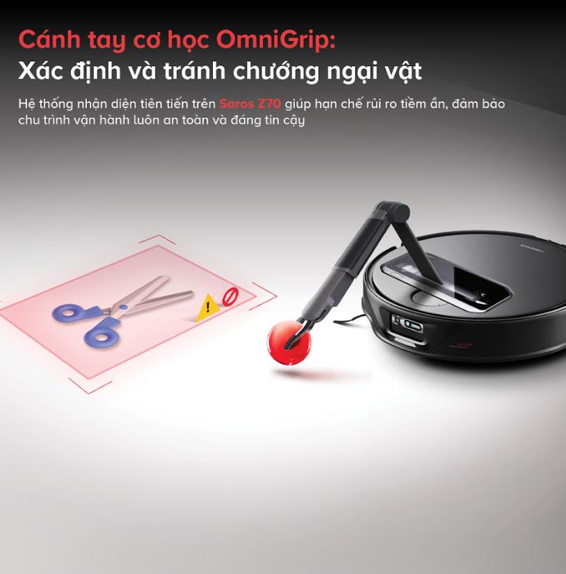 Robot dọn nhà tích hợp cánh tay cơ học Roborock Saros Z70 Lực hút 22.000Pa, Điều Hướng StarSight 2.0 & Dock Sạc Đa Năng 4.0, Nhận diện AI thông minh