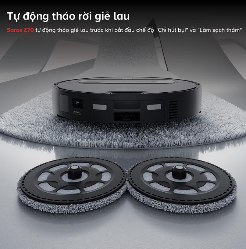 Robot dọn nhà tích hợp cánh tay cơ học Roborock Saros Z70 Lực hút 22.000Pa, Điều Hướng StarSight 2.0 & Dock Sạc Đa Năng 4.0, Nhận diện AI thông minh