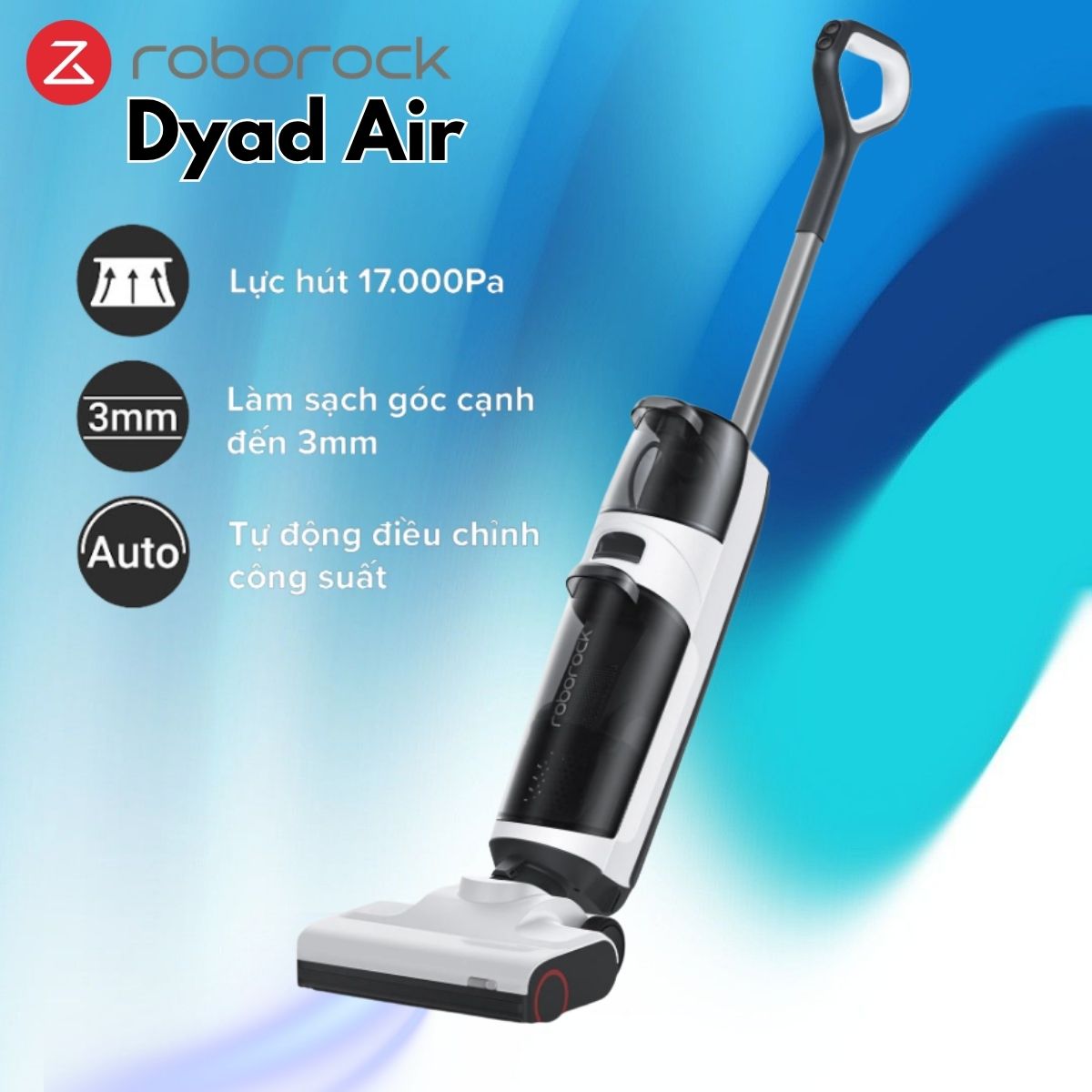 Máy hút bụi cầm tay 2in1 Roborock Dyad Air Lau & hút đồng thời, Lực Hút 17.000Pa, Lau Khô & Ướt, Tự Pha Nước Lau Sàn