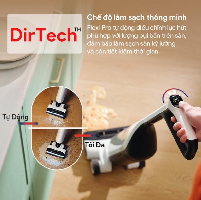 Máy Hút Bụi Lau Nhà Roborock Flexi Pro Lực Hút 17.000Pa, Bánh Xe SlideTech™, Nằm Phẳng 180° FlatReach, Tích hợp bánh xe, Con lăn tràn viền