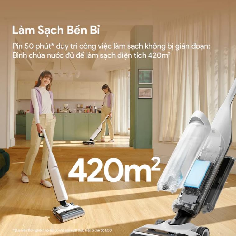 Máy Hút Bụi Lau Nhà Roborock Flexi Pro Lực Hút 17.000Pa, Bánh Xe SlideTech™, Nằm Phẳng 180° FlatReach, Tích hợp bánh xe, Con lăn tràn viền