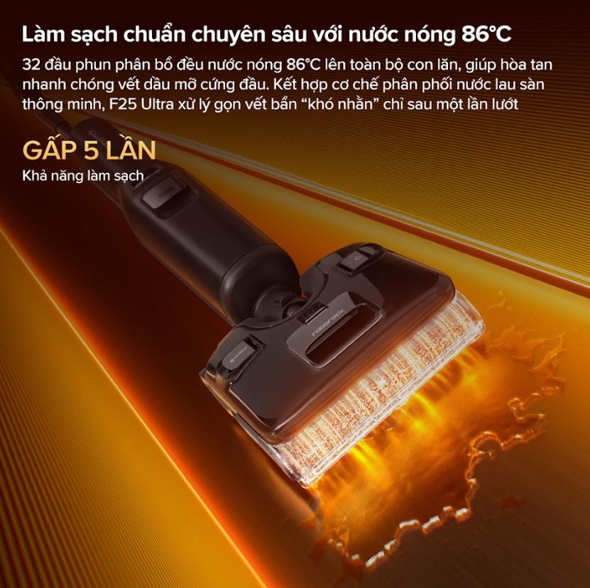 Máy Hút Bụi Lau Sàn Gập 180° Roborock F25 Ultra, Lực Hút 22.000Pa, Bánh Xe Trợ Lực AI, Chống Rối Tóc, Dock sạc thông minh