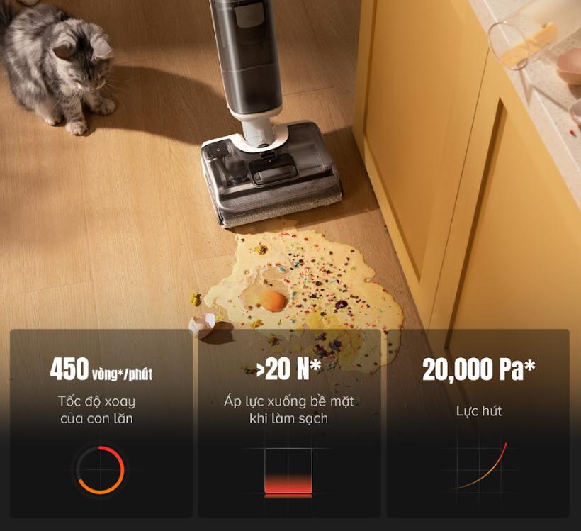 Máy hút bụi chống rối tóc Roborock F25 RT Lực Hút 20.000Pa, Tự Động Giặt & Sấy Khô, Hút & Lau đồng thời, Thông báo giọng nói, Lau con lăn