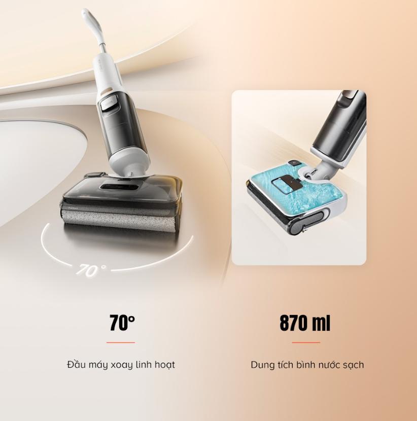 Máy hút bụi chống rối tóc Roborock F25 RT Lực Hút 20.000Pa, Tự Động Giặt & Sấy Khô, Hút & Lau đồng thời, Thông báo giọng nói, Lau con lăn