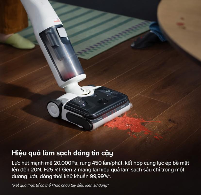 Máy Hút Bụi Nằm Phẳng 180° Roborock F25 RT Gen 2 Lực Hút 20.000Pa, Giặt Sấy 90°C, Chống Rối Jawscrapers, Con Lăn Tràn Viền