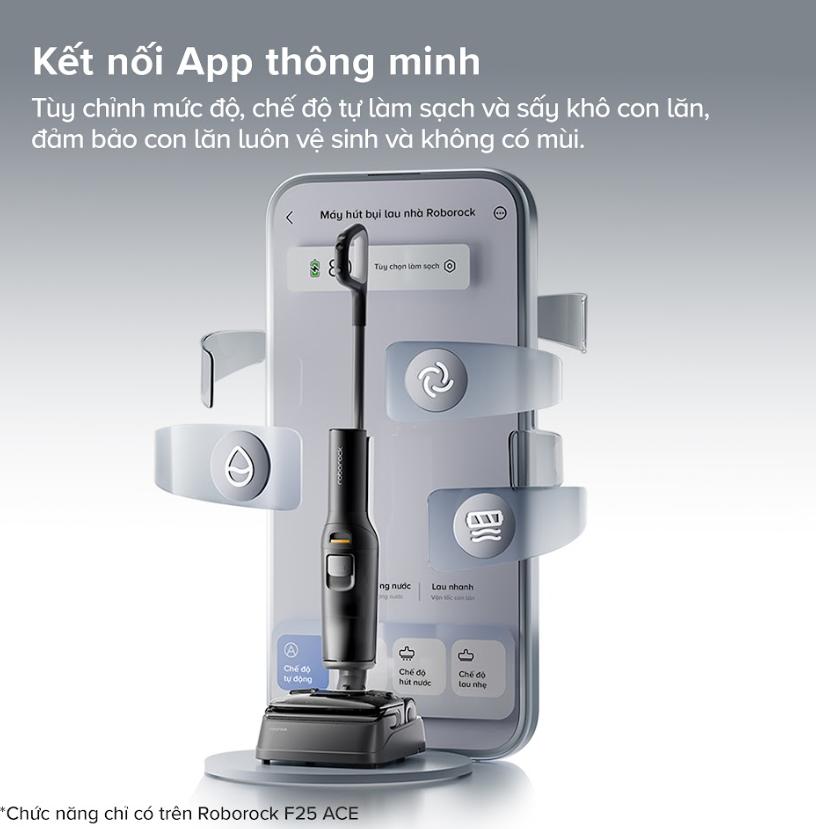 Máy hút bụi cầm tay chống rối Roborock F25 Lực Hút 20.000Pa, Cảm Biến DirTect, Sấy khô cấp tốc 5 phút ở 90°C, Phun nước 32 Lỗ & Lực ép mạnh